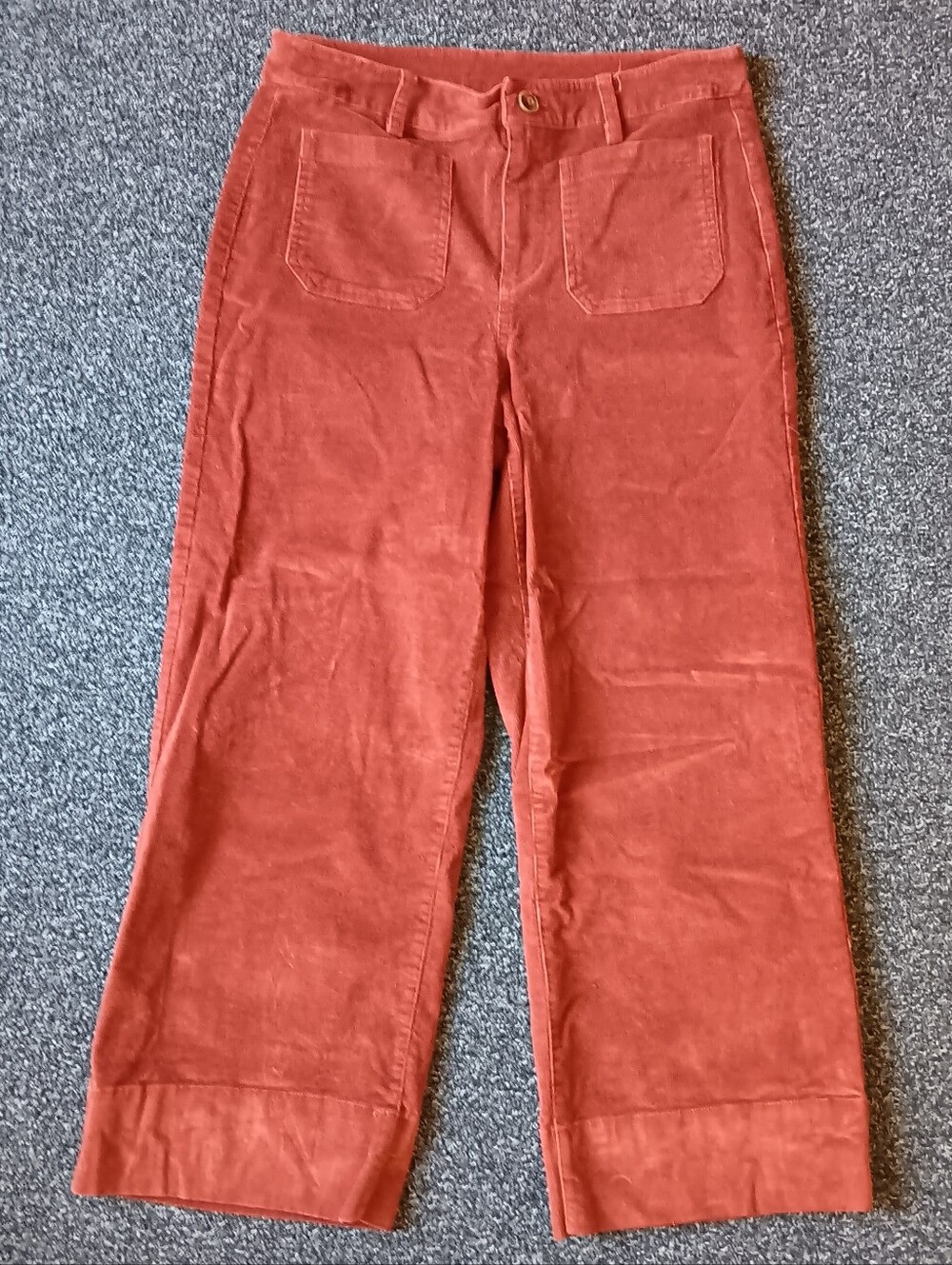 Autumn Rust Corduroy Wide Leg Cropped Capri Pants Womens Sz. 8P, Fall Casual